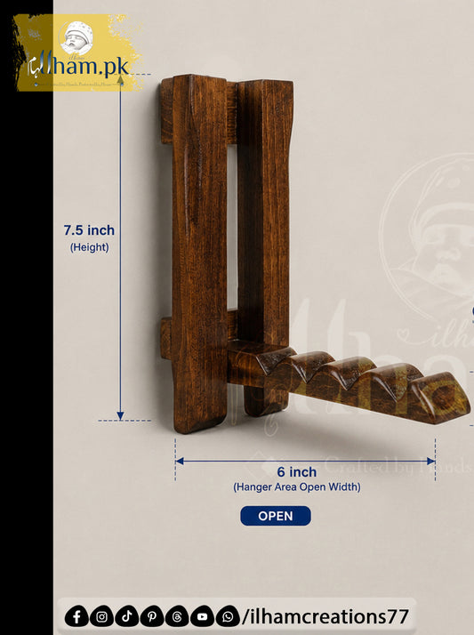 Mini Wooden Wall Mounted Hanger for 4 Clothes Hangers - Ilham Creations