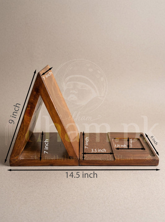 Foldable Wooden Sofa Arm Book Stand & Organizer | Reading Companion