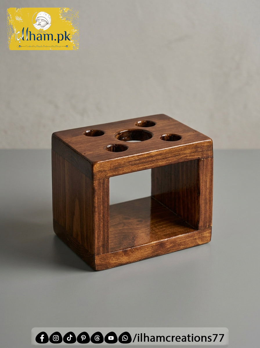 Wooden Toothpaste & Toothbrush Stand – Bathroom Accessories | ilham.pk