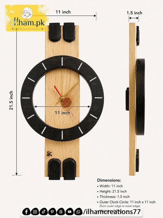 Halo Orbit Wooden Wall Clock for Living Room or Office | ilham.pk - ilham - Crafted by Hands, Perfected by Heart
