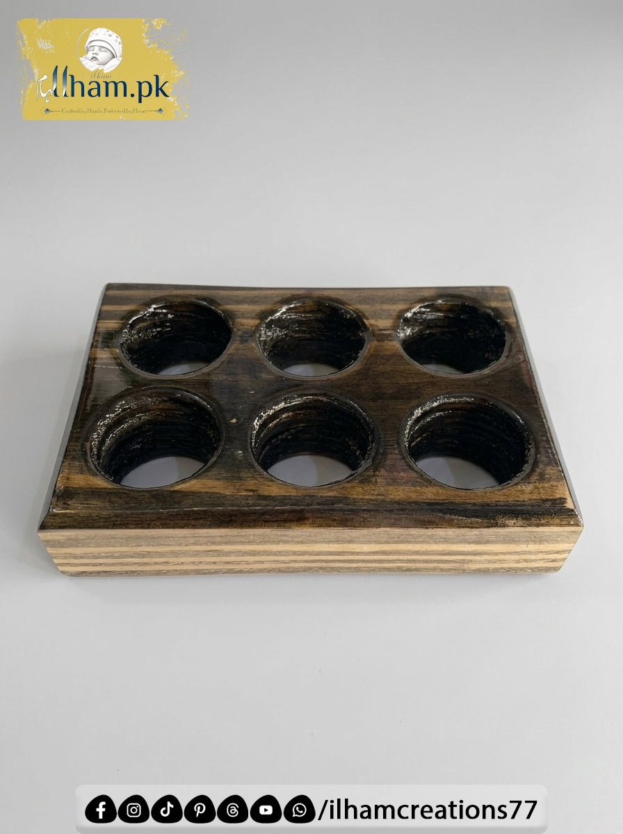 Handmade Wooden 6 Egg Holder – Solid Kayle Wood Kitchen Organizer | ilham.pk - ilham Creations