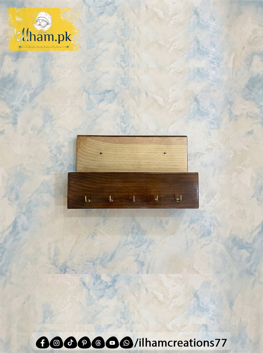 Handmade Wooden Key Holder & Mai Organizer Shelf or Mobile Holder Space | Ilham.pk - ilham - Crafted by Hands, Perfected by Heart