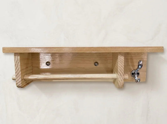 Wooden Bathroom Bath & Hand Towel Hanger with Storage Shelf | Bathroom Organizer Shelf for Towels, Toiletries & Accessories | Ilham.pk - ilham - Crafted by Hands, Perfected by Heart