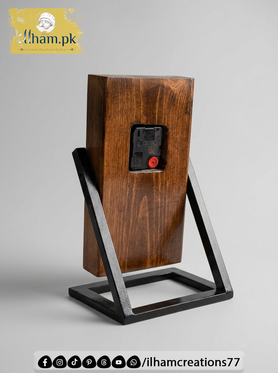 Wooden Spiral Polished Table Clock with Stand - ilham Creations - ilham Creations