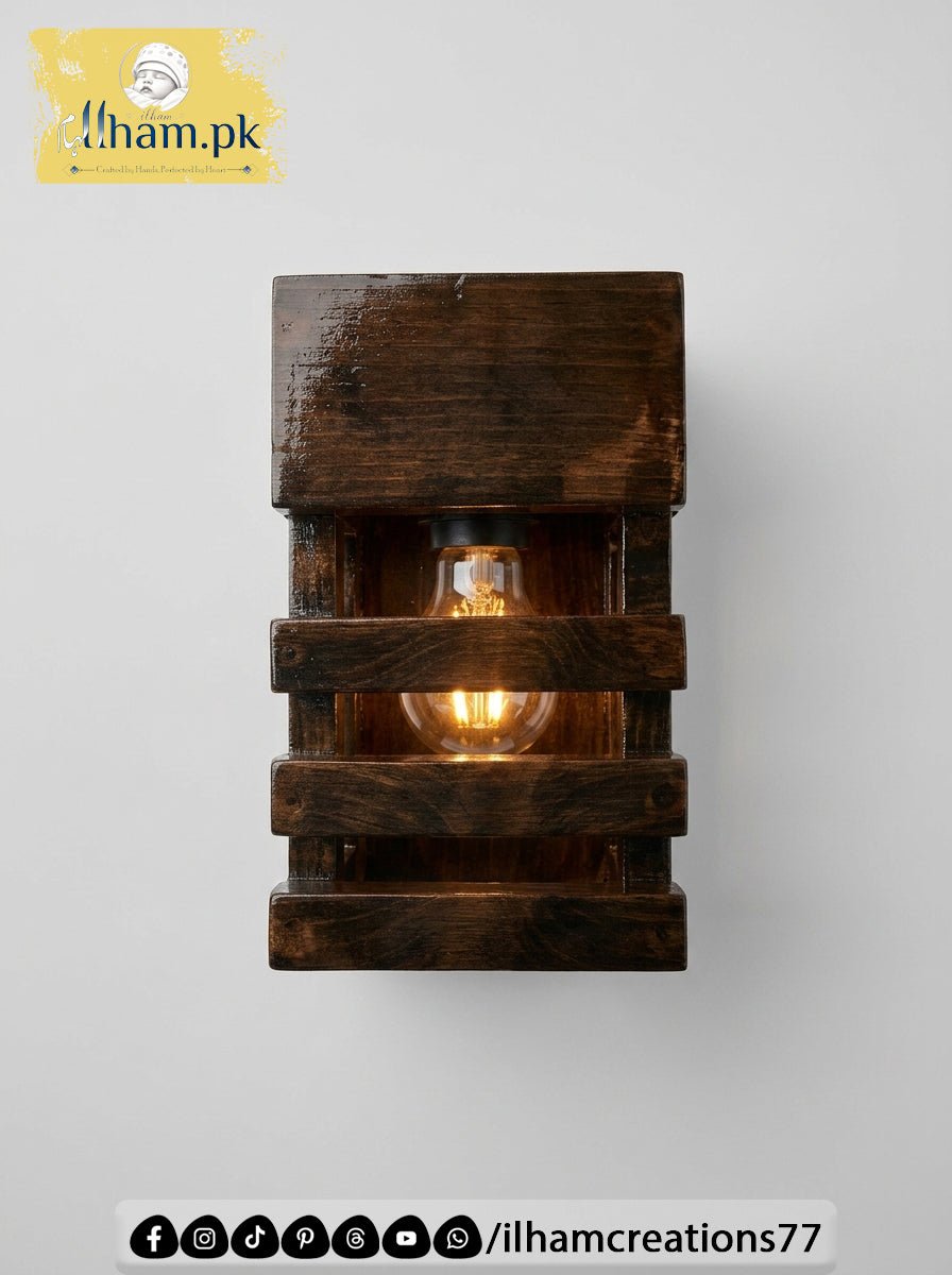 Wooden Wall Mounted Timber Beam Electric Lamp – Rustic Home Lighting | Ilham Creations - ilham Creations