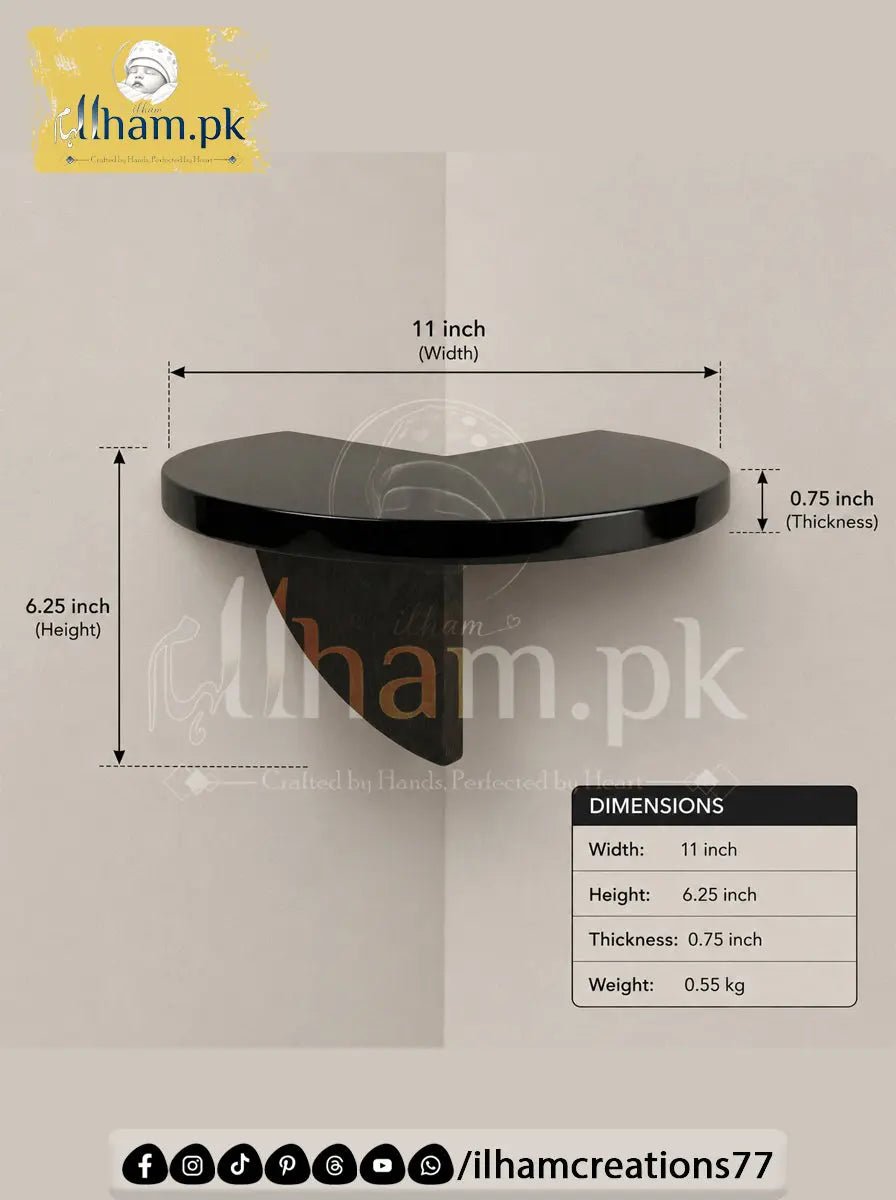270° Angle Arc Pillar Corner Floating Wooden Shelf - ilham Creations - ilham Creations