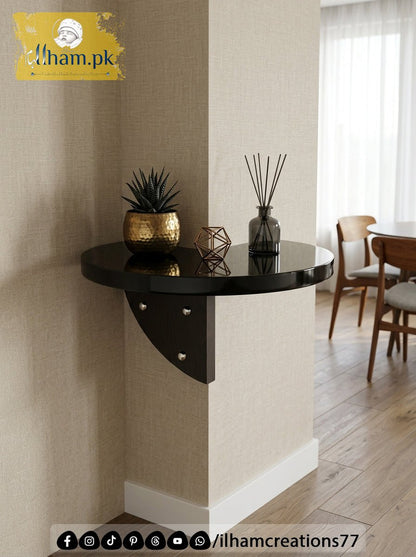 270° Angle Arc Pillar Corner Floating Wooden Shelf - ilham Creations - ilham Creations