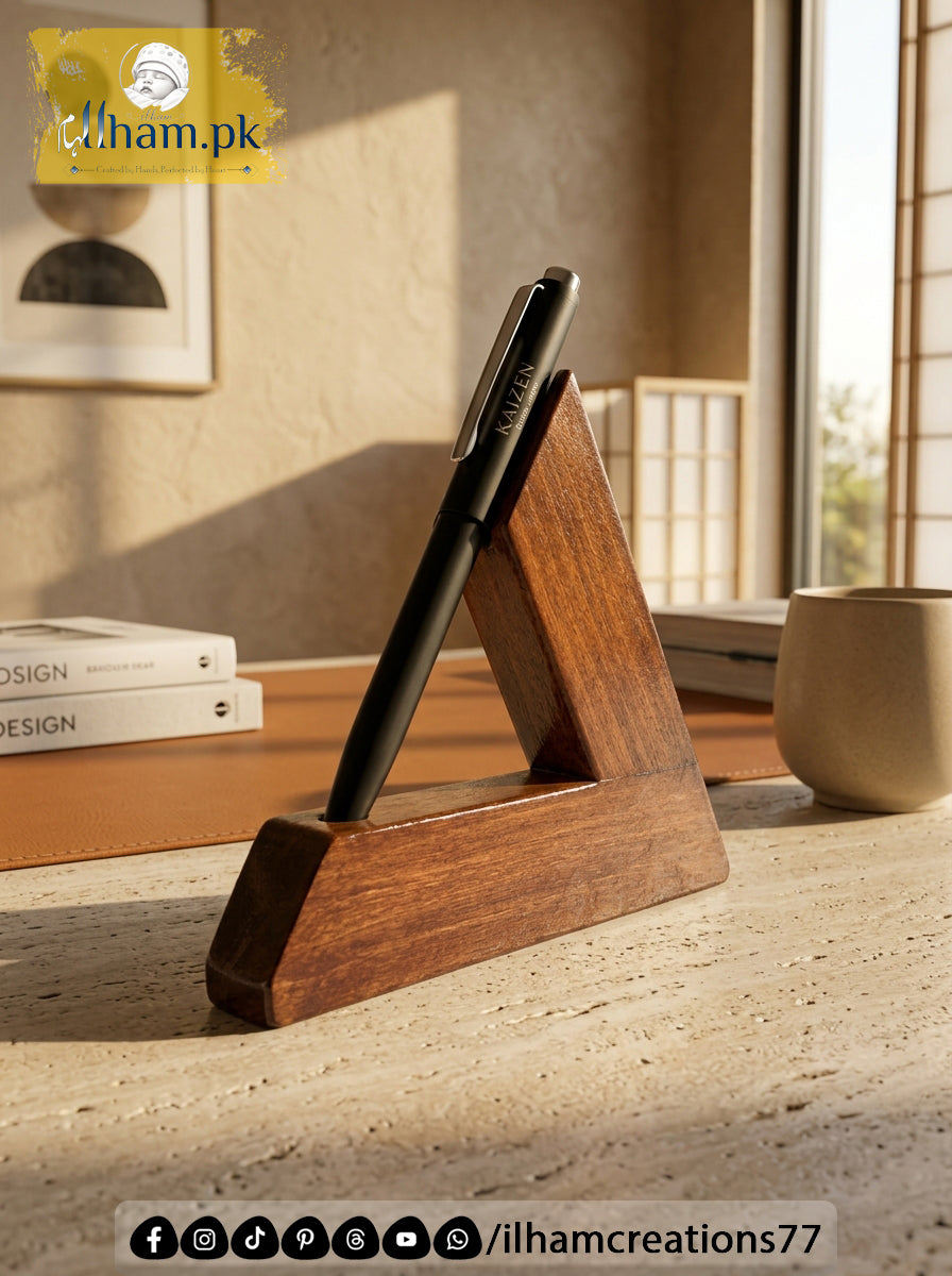 Arc Shape Wooden Pen Stand - Pen Holder for Office Table | ilham Creations