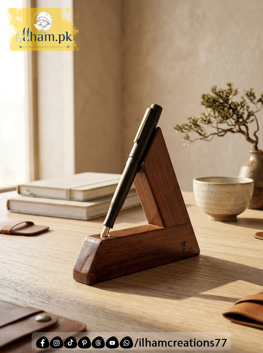 Arc Shape Wooden Pen Stand - Pen Holder for Office Table | ilham Creations