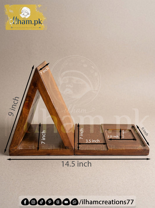 Foldable Wooden Sofa Arm Book Stand & Organizer | Reading Companion