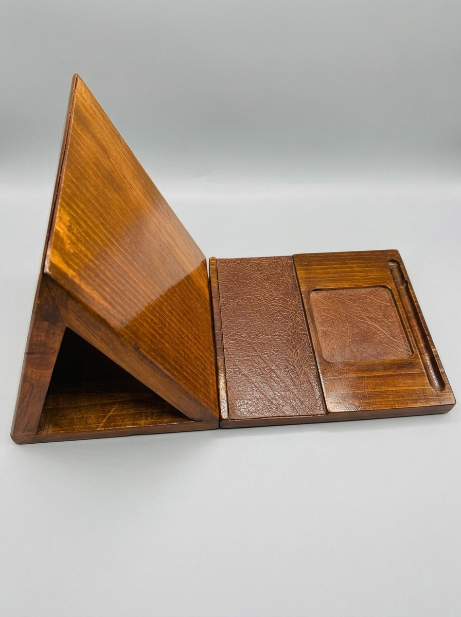 Foldable Wooden Sofa Arm Book Stand & Organizer | Reading Companion