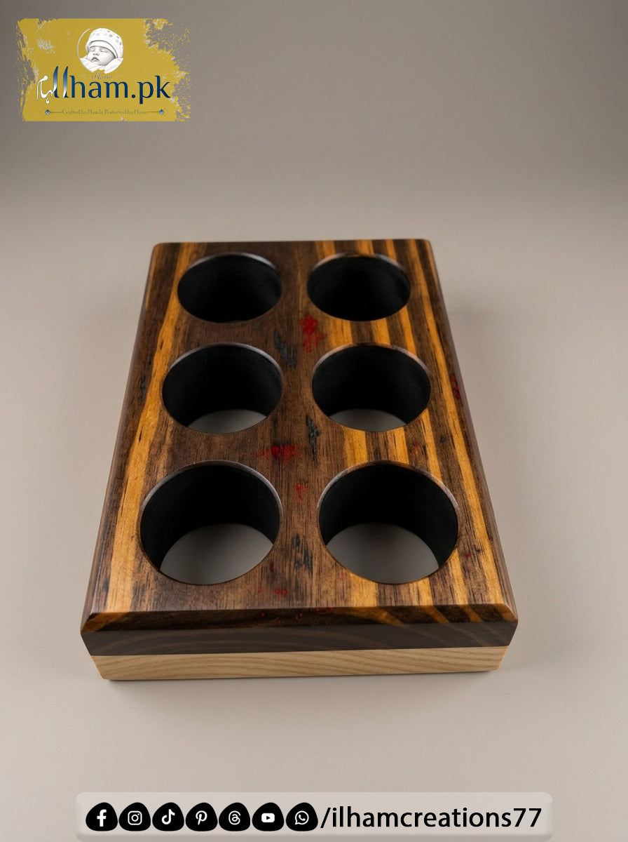 Handmade Wooden 6 Egg Holder – Solid Kayle Wood Kitchen Organizer | ilham.pk