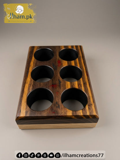 Handmade Wooden 6 Egg Holder – Solid Kayle Wood Kitchen Organizer | ilham.pk