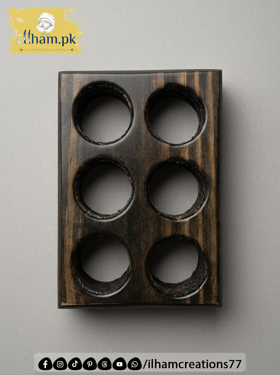Handmade Wooden 6 Egg Holder – Solid Kayle Wood Kitchen Organizer | ilham.pk