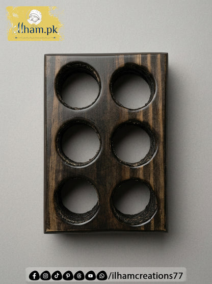 Handmade Wooden 6 Egg Holder – Solid Kayle Wood Kitchen Organizer | ilham.pk