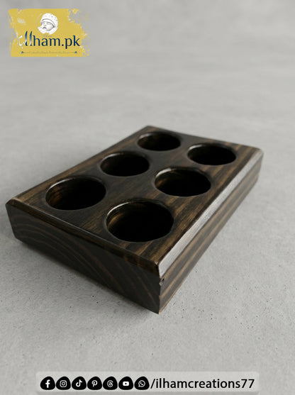 Handmade Wooden 6 Egg Holder – Solid Kayle Wood Kitchen Organizer | ilham.pk