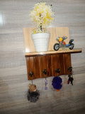 Handmade Wooden Key Holder Shelf | Rustic Wall Organizer Home Decor | ilham.pk