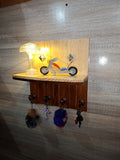 Handmade Wooden Key Holder Shelf | Rustic Wall Organizer Home Decor | ilham.pk