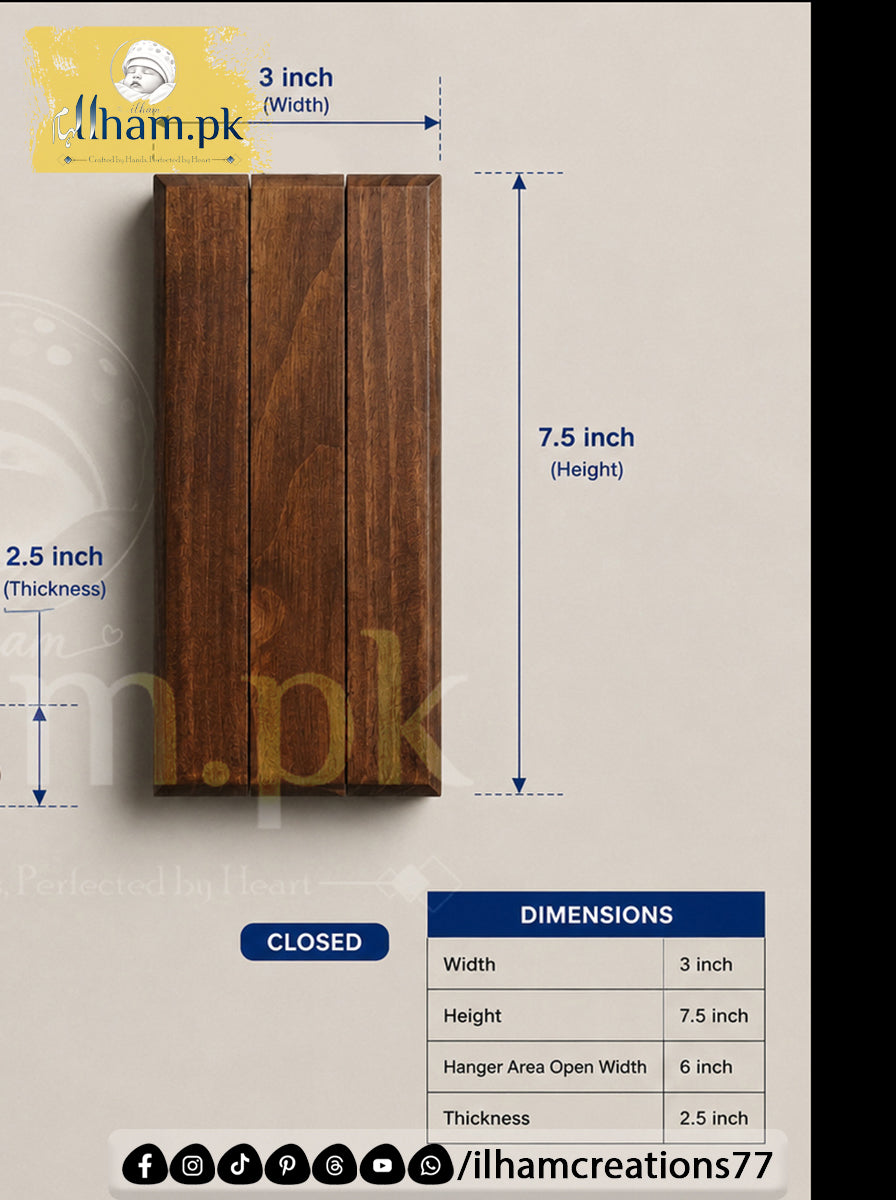 Mini Wooden Wall Mounted Hanger for 4 Clothes Hangers - Ilham Creations