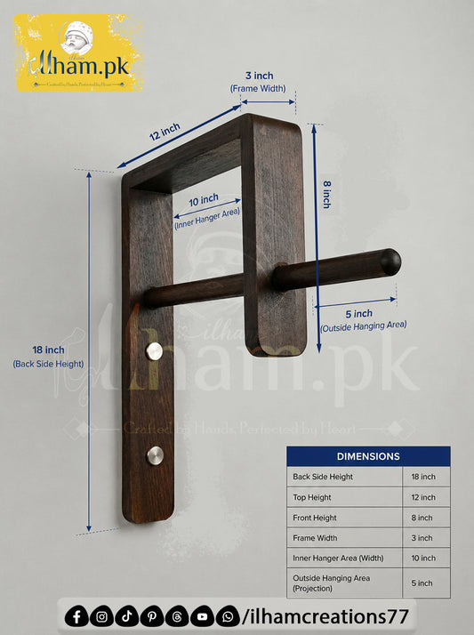Multipurpose Wooden Wall Mounted Coat Hanger - ilham.pk