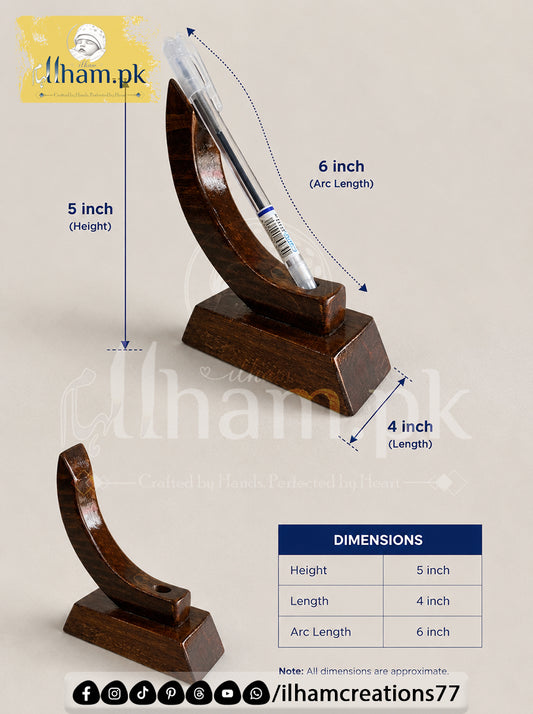 New Moon Wooden Pen Stand for Office Table - Wooden Pen Holder | Ilham.pk