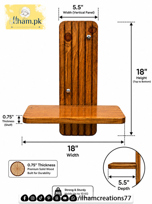 Premium Wall Mounted Solid Wooden Floating Shelf | Ilham.pk