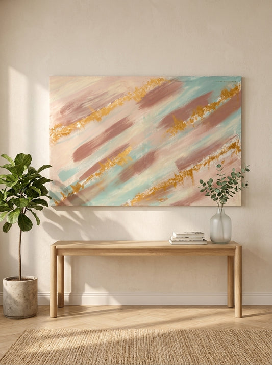 Soft Golden Serenity – Handmade Abstract Canvas Wall Art | ilham Creations