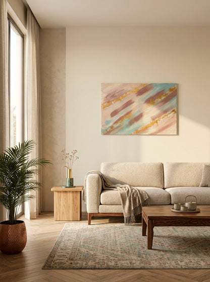 Soft Golden Serenity – Handmade Abstract Canvas Wall Art | ilham Creations