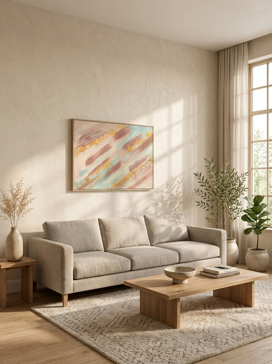 Soft Golden Serenity – Handmade Abstract Canvas Wall Art | ilham Creations