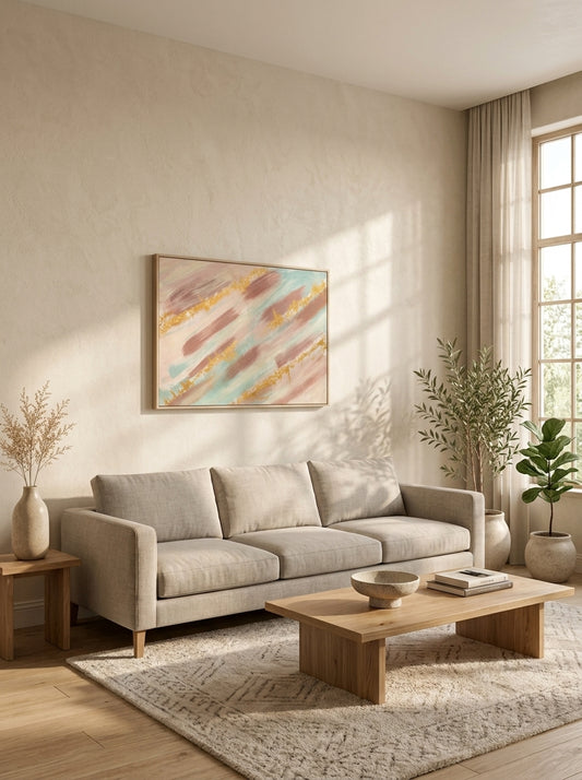 Soft Golden Serenity – Handmade Abstract Canvas Wall Art | ilham Creations
