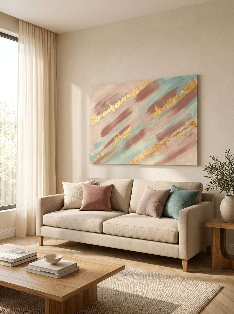 Soft Golden Serenity – Handmade Abstract Canvas Wall Art | ilham Creations