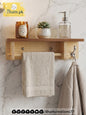 Wooden Bath & Hand Towel Hanger with 1 Utility Hook and Storage Shelf | Ilham.pk