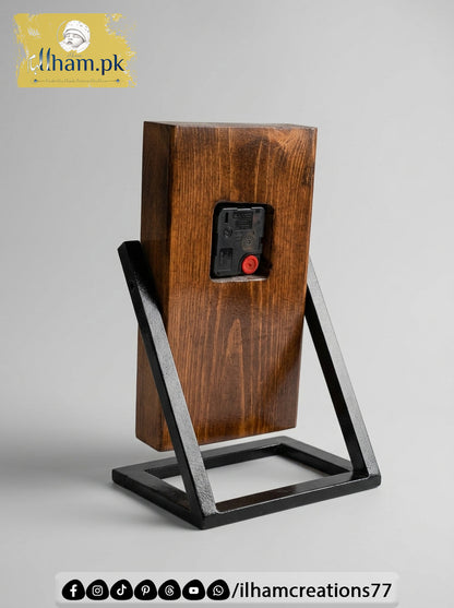 Wooden Spiral Polished Table Clock with Stand - ilham Creations