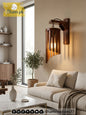 Wooden Spiral Wall Lamp - Rustic Solid Kayle Wood Light | ilham.pk