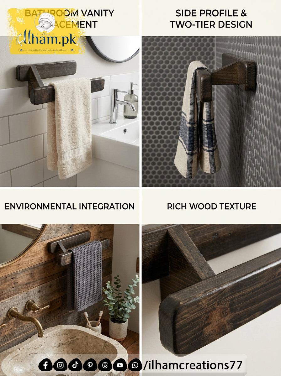Wooden Towel Hanger for Home or Office Use - ilham.pk