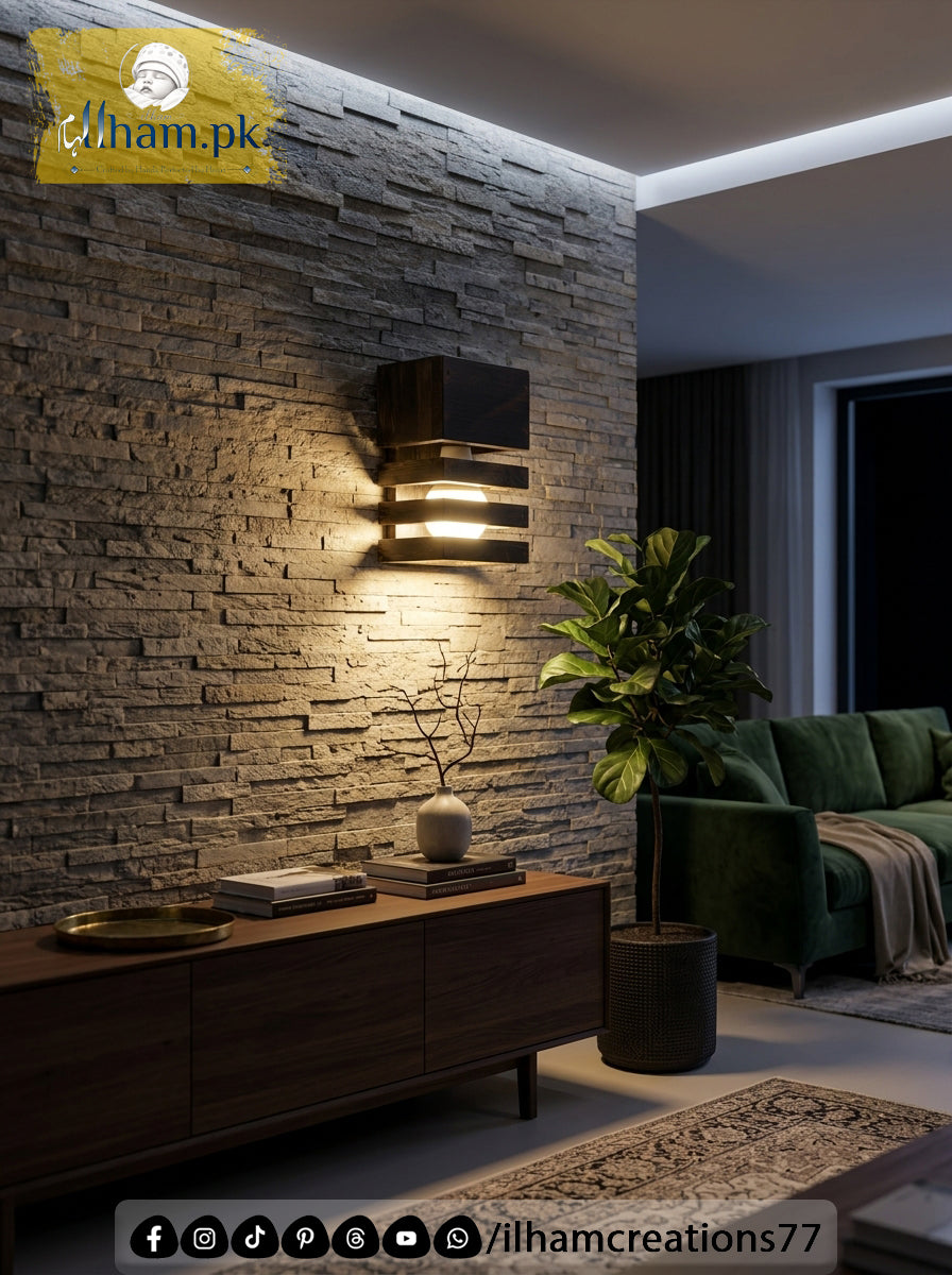 Wooden Wall Mounted Timber Beam Electric Lamp – Rustic Home Lighting | Ilham Creations