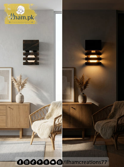 Wooden Wall Mounted Timber Beam Electric Lamp – Rustic Home Lighting | Ilham Creations