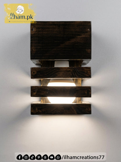 Wooden Wall Mounted Timber Beam Electric Lamp – Rustic Home Lighting | Ilham Creations