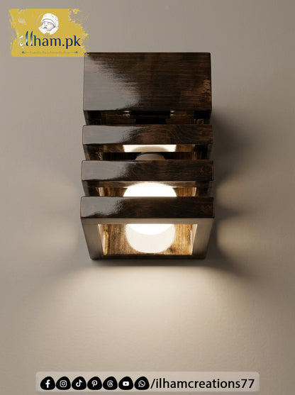 Wooden Wall Mounted Timber Beam Electric Lamp – Rustic Home Lighting | Ilham Creations