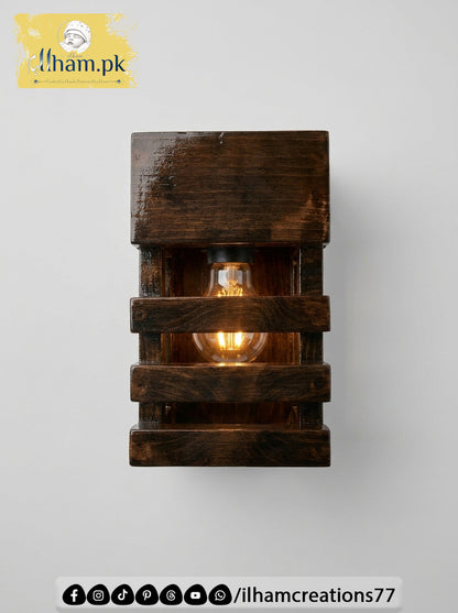 Wooden Wall Mounted Timber Beam Electric Lamp – Rustic Home Lighting | Ilham Creations