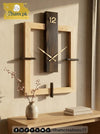 Frame Shape Wooden Wall Clock in Black Antique and Natural Wood Color - ilham Creations