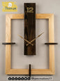 Frame Shape Wooden Wall Clock in Black Antique and Natural Wood Color - ilham Creations - ilham Creations