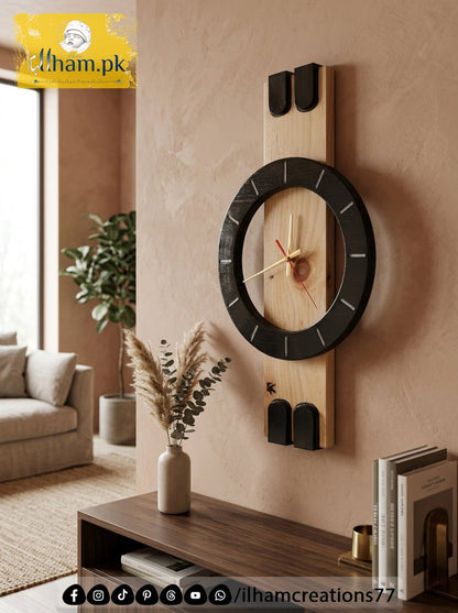 Halo Orbit Wooden Wall Clock for Living Room or Office | ilham.pk - ilham - Crafted by Hands, Perfected by Heart