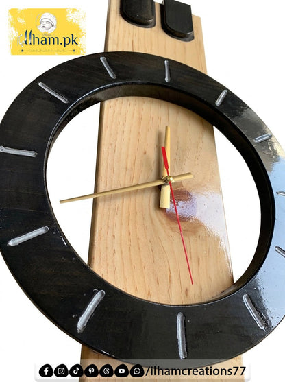 Halo Orbit Wooden Wall Clock for Living Room or Office | ilham.pk - ilham - Crafted by Hands, Perfected by Heart