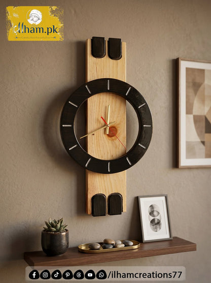 Halo Orbit Wooden Wall Clock for Living Room or Office | ilham.pk - ilham - Crafted by Hands, Perfected by Heart