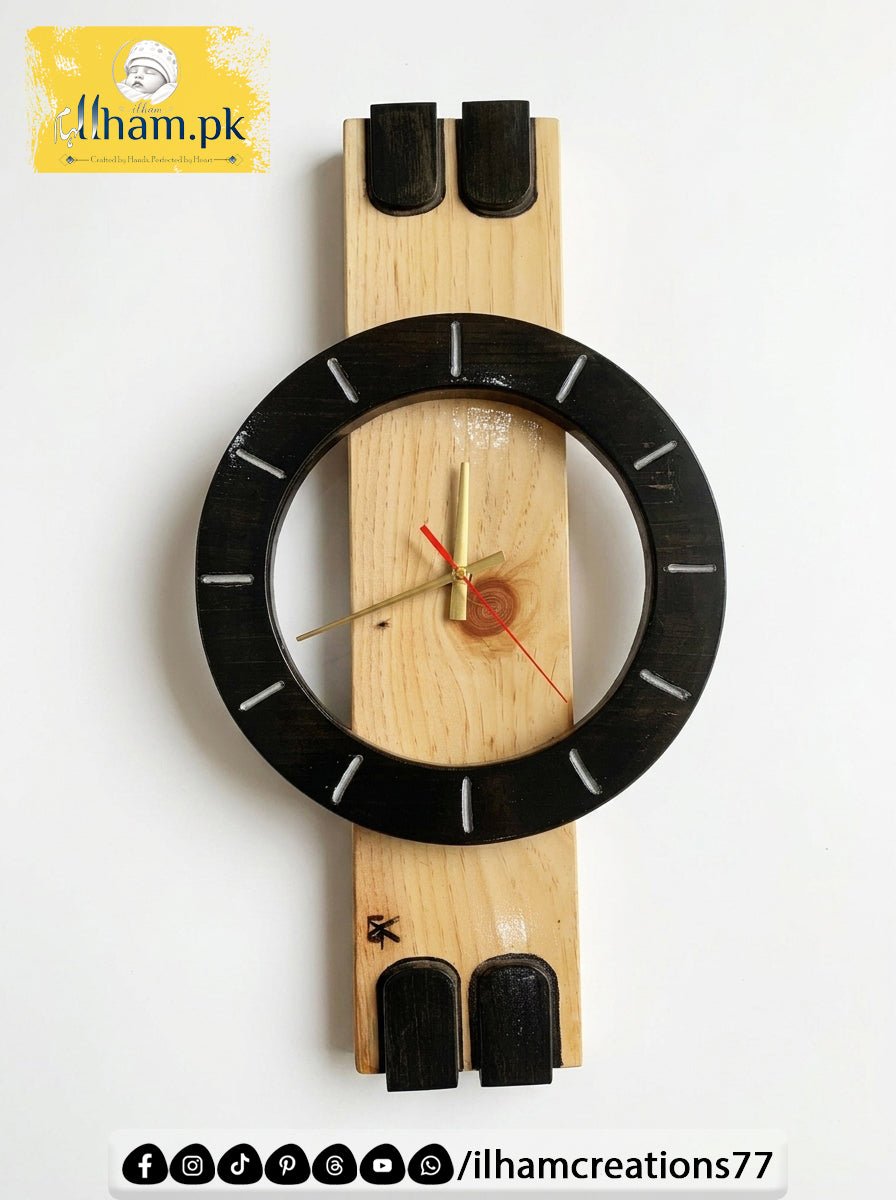 Halo Orbit Wooden Wall Clock for Living Room or Office | ilham.pk - ilham - Crafted by Hands, Perfected by Heart