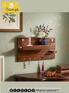 Handcrafted Wooden Key Holder with Storage Shelf & Flower Hanger | ilham.pk
