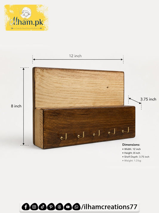 Handmade Wooden Key Holder & Mai Organizer Shelf or Mobile Holder Space | Ilham.pk - ilham - Crafted by Hands, Perfected by Heart