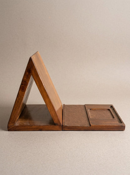 Foldable Wooden Sofa Arm Book Stand & Organizer | Reading Companion