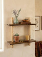 Ilham Handmade Wooden Two-Tier Wall Shelf | Solid Wood Floating Display Shelf | 18" W x 5.5" D x 20" H | Rustic Decorative Storage Shelf for Living Room, Bedroom, Bathroom, Office & Kitchen - ilham - Crafted by Hands, Perfected by Heart